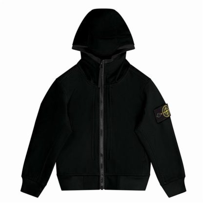 STONE ISLAND Junior Softshell Hooded Jacket Kids Softshell Jackets Black V0029 for sale