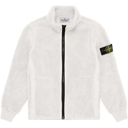 STONE ISLAND Junior Terry Fleece Kids Full Zip Fleece Tops Avorio V0093 for sale