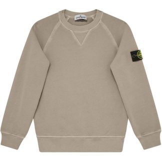 STONE ISLAND Junior Washed Crewneck Kids Crew Sweaters Tortora V0192 for sale