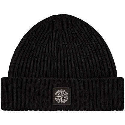 STONE ISLAND Junior Wool Beanie Unisex Beanies Black V0029 for sale