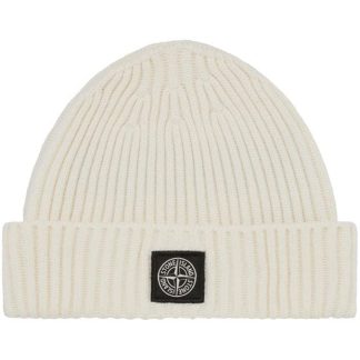 STONE ISLAND Junior Wool Beanie Unisex Beanies Ivory V0041 for sale