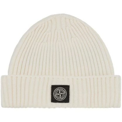 STONE ISLAND Junior Wool Beanie Unisex Beanies Ivory V0041 for sale