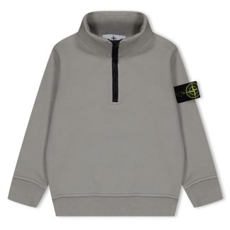 STONE ISLAND Junior quarter Zip Sweatshirt Kids 1/4 Zip Fleece Tops Dove Grey V0092 for sale