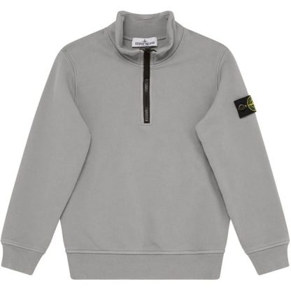 STONE ISLAND Junior quarter Zip Sweatshirt Kids 1/4 Zip Fleece Tops Grey Mel V0M64 for sale