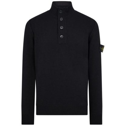 STONE ISLAND Lambswool quarter Zip Knitwear Men Jumpers Blue A0020 for sale