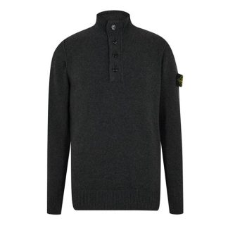 STONE ISLAND Lambswool quarter Zip Knitwear Men Jumpers Charcoal V0M65 for sale