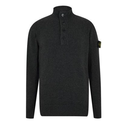 STONE ISLAND Lambswool quarter Zip Knitwear Men Jumpers Charcoal V0M65 for sale