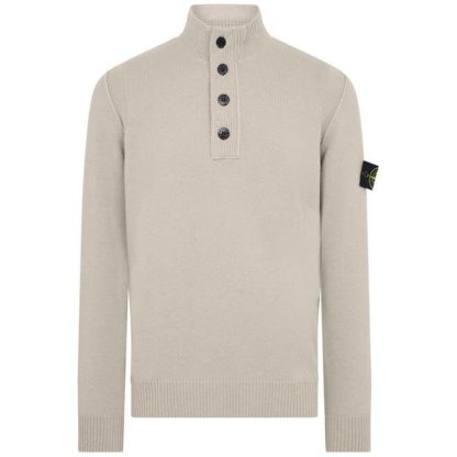 STONE ISLAND Lambswool quarter Zip Knitwear Men Jumpers Stucco V0097 for sale