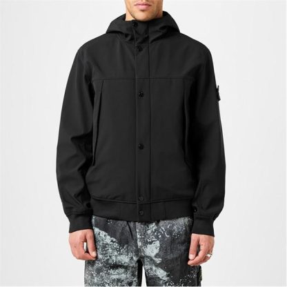 STONE ISLAND Light Soft Shell Jacket Mens Men Softshell Jackets Nero V0029 for sale