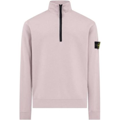 STONE ISLAND Lightweight Fleece quarter Zip Men 1/4 Zip Fleece Tops Rosa V0080 for sale