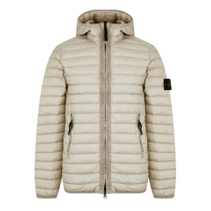 STONE ISLAND Loom Woven Jacket Hooded Men Puffer Jackets - Lightweight Stucco V0097 for sale