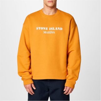 STONE ISLAND MARINA Fleece Crewneck Sweatshirt Men Rust V0013  for sale