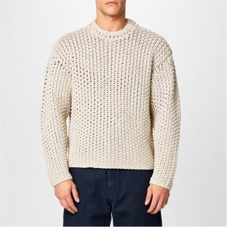 STONE ISLAND MARINA Logo MacramÉ Sweater Men Stucco V0097  for sale