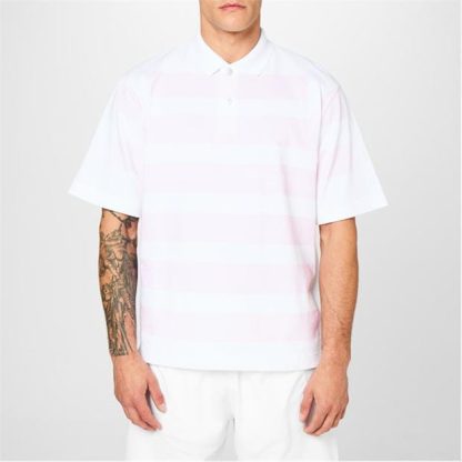 STONE ISLAND MARINA Striped Polo Shirt Men Short Sleeve Polos Bianco V0001 for sale