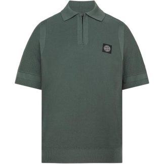 STONE ISLAND Micro Knit Short Sleeve Polo Shirt Men Short Sleeve Polos Muschio V0059 for sale