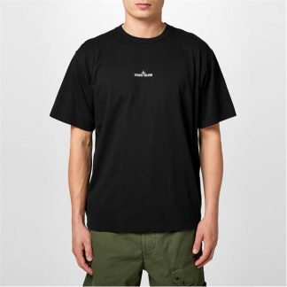 STONE ISLAND Paint 1 Short Sleeved T Shirt Men Regular Fit T-Shirts Nero V0029 for sale