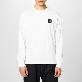 STONE ISLAND Patch Logo Long Sleeve T Shirt Men Long Sleeve T-Shirts Bianco A0001 for sale