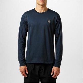 STONE ISLAND Patch Logo Long Sleeve T Shirt Men Long Sleeve T-Shirts Blue A0020 for sale