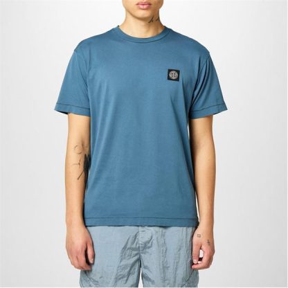 STONE ISLAND Patch Logo T Shirt Men Regular Fit T-Shirts Avio V0024 for sale