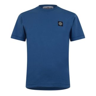 STONE ISLAND Patch Logo T Shirt Men Regular Fit T-Shirts Avio V0024 for sale