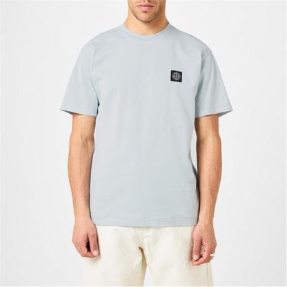 STONE ISLAND Patch Logo T Shirt Men Regular Fit T-Shirts Cielo V0041 for sale