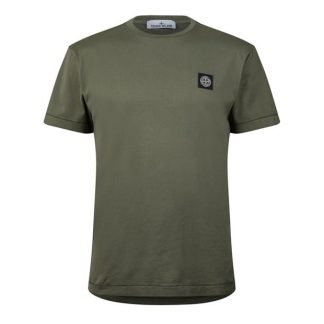 STONE ISLAND Patch Logo T Shirt Men Regular Fit T-Shirts Muschio V0059 for sale