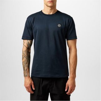 STONE ISLAND Patch Logo T Shirt Men Regular Fit T-Shirts Navy for sale