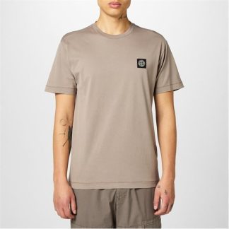 STONE ISLAND Patch Logo T Shirt Men Regular Fit T-Shirts Tortora V0092 for sale