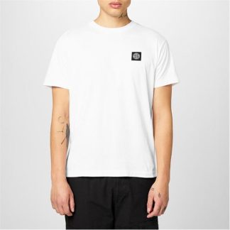 STONE ISLAND Patch Logo T Shirt Men Regular Fit T-Shirts White for sale