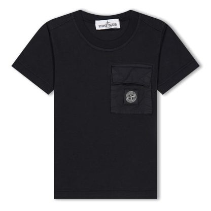 STONE ISLAND Patch Logo Tshirt With Pocket Kids Black V0029  for sale