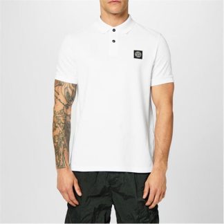 STONE ISLAND Plain Polo T-Shirt Men Short Sleeve Polos Bianco A0001 for sale