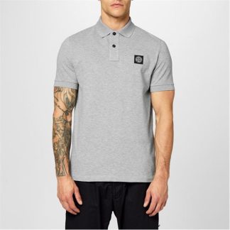 STONE ISLAND Plain Polo T-Shirt Men Short Sleeve Polos Grey Mrl A0M64 for sale