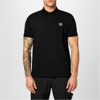 STONE ISLAND Plain Polo T-Shirt Men Short Sleeve Polos Nero A0029 for sale