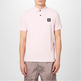 STONE ISLAND Plain Polo T-Shirt Men Short Sleeve Polos Rosa V0080 for sale