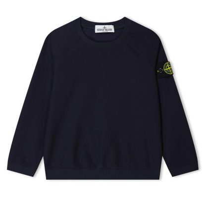 STONE ISLAND Raglan Canvas Sweatshirt Kids Crew Sweaters Navy V0020 for sale