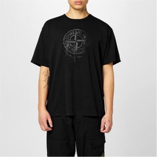 STONE ISLAND Reflective Short Sleeve T Shirt Men Regular Fit T-Shirts Nero V0029 for sale