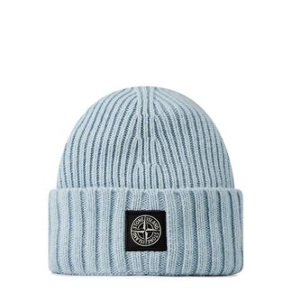 STONE ISLAND Rib-Knit Compass Beanie Boys Unisex Beanies Cielo V0041 for sale