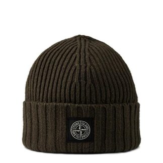 STONE ISLAND Rib-Knit Compass Beanie Boys Unisex Beanies Mil Green V0054 for sale