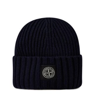 STONE ISLAND Rib-Knit Compass Beanie Boys Unisex Beanies Navy V0020 for sale