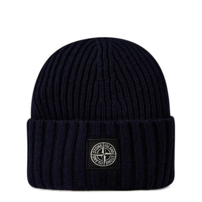 STONE ISLAND Rib-Knit Compass Beanie Boys Unisex Beanies Navy V0020 for sale