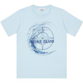 STONE ISLAND Short Sleeves Cotton Jersey Junior Kids Regular Fit T-Shirts Azzurro V0040 for sale