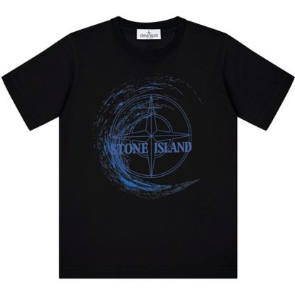 STONE ISLAND Short Sleeves Cotton Jersey Junior Kids Regular Fit T-Shirts Black V0029 for sale