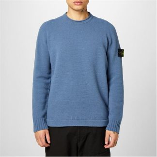 STONE ISLAND Stone Badge Knit Sn44 Men Knitted Tops Mid Blue V0046 for sale