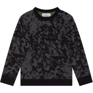 STONE ISLAND Stone Camo Knit Crew Jn44 Kids Black V0029  for sale