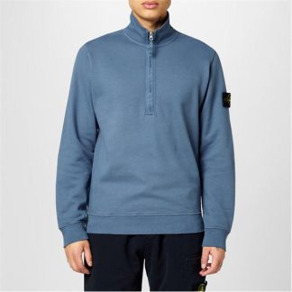 STONE ISLAND Stone HW Fleece 1/4Z Sn44 Men 1/4 Zip Fleece Tops Mid Blue V0046 for sale