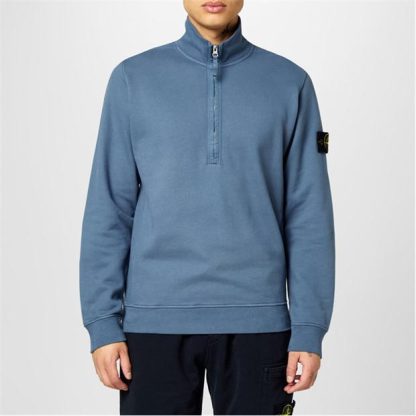 STONE ISLAND Stone HW Fleece 1/4Z Sn44 Men 1/4 Zip Fleece Tops Mid Blue V0046 for sale