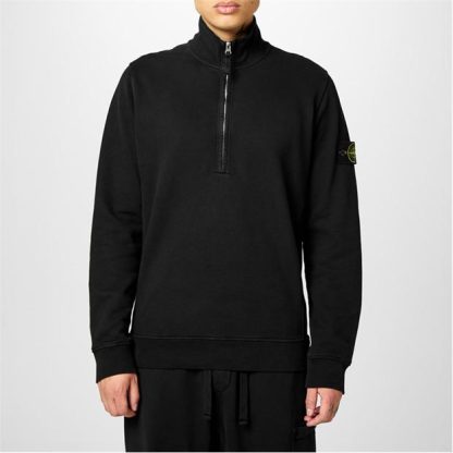 STONE ISLAND Stone HW Fleece 1/4Z Sn44 Men 1/4 Zip Fleece Tops Nero V0029 for sale