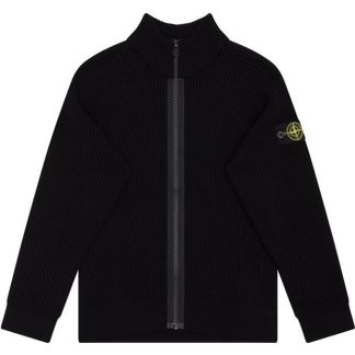 STONE ISLAND Stone Knit Rib Zip Jn44 Kids Black V0029  for sale