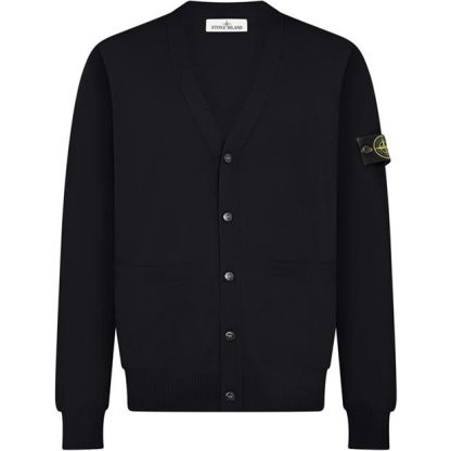 STONE ISLAND Stone Wool Cardigan Sn44 Men Cardigans Nero V0029 for sale