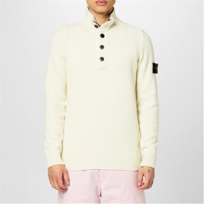 STONE ISLAND Stone quarter Btn Jumper Sn44 Men Jumpers Bianco V0099 for sale